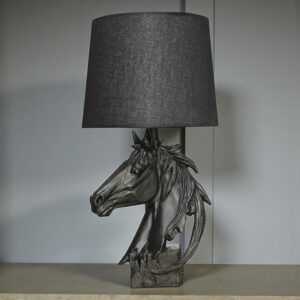 Stallion Resin Black Horse Statue Table Lamps(Pair)