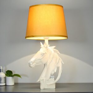Stallion Resin Horse White Statue Table Lamps(Pair)