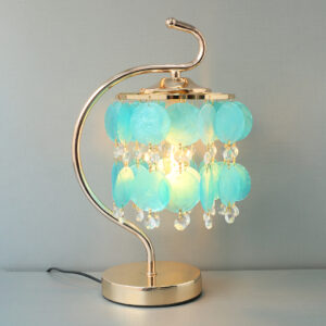 Mother Of Pearls Pastel Blue Hanging Disks Table Lamp(Pair)